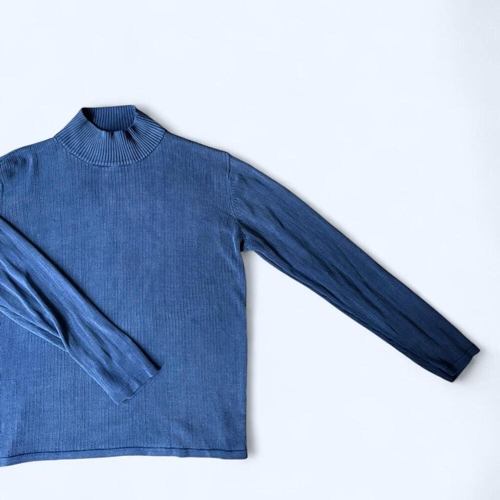 Navy 100% Silk August Silk Turtleneck